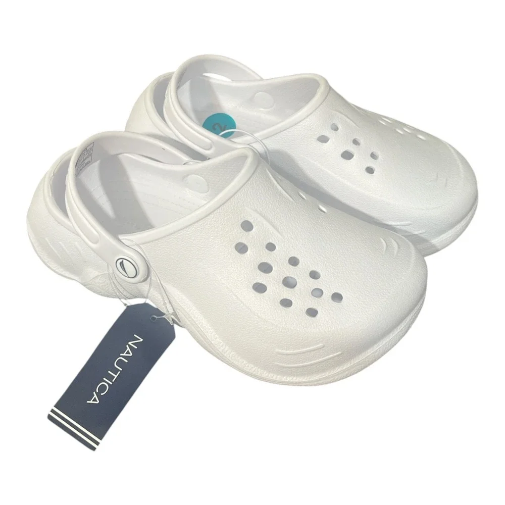 Nautica Rocky Youth Clogs Kids Size 2 White NEW Water Shoes Slip On Sandals